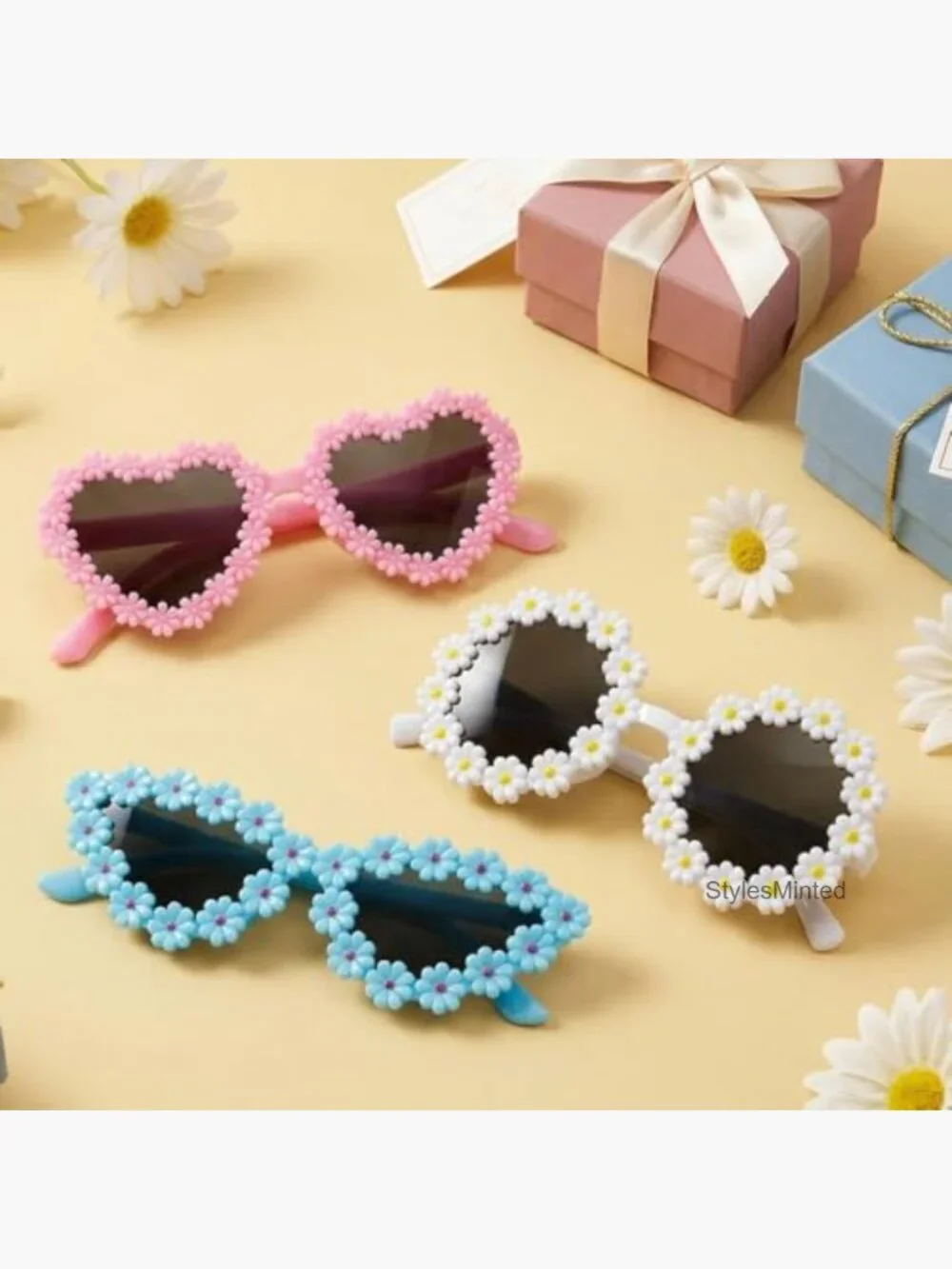 3pk Girls Round Sunglasses Cute Heart Flower Beach Glasses